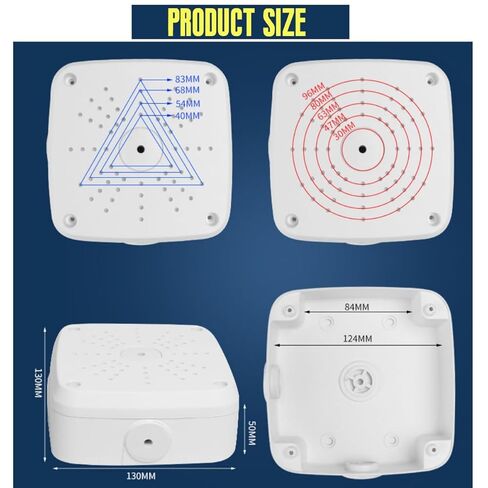 5" Security Camera Base Junction Box, Universal Electrical Box for CCTV Surveillance Cameras, Plastic Waterproof Junction Box Mount Bracket (5" Square Mount Junction Box) in Kuwait