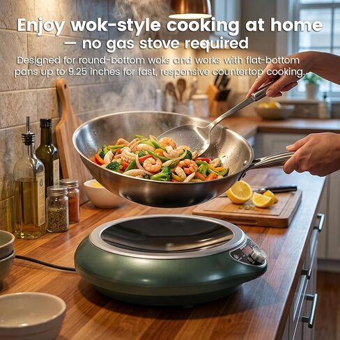 Induction Wok Cooktop 1700W 120V Concave Induction Cooker Wok Burner(Authentic 13.4-inch 304 Stainless Steel Cooking Wok Pan Included) Electric Stove Hot Plate with Large Coil in Saudi Arabia