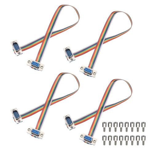 Generic 4 قطع IDC قوس قزح سلك كابل الشريط المسطح DB9 ذكر إلى DB9 أنثى 11.8 بوصة طول 2.54 ملم أسلاك توصيل لوحة توصيل للمشروعات الإلكترونية in Kuwait