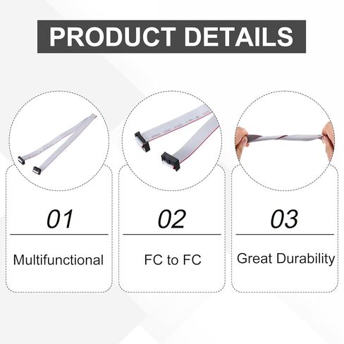 Generic 3 قطع IDC كابل شريطي مسطح، 2.54 ملم عرض 15 ملم 50 سم طول 12 دبوس FC إلى FC سلك توصيل شريطي مسطح للكمبيوتر الشخصي، شاشات LED in Kuwait