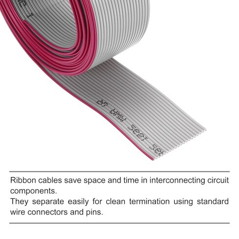 Generic 26AWG IDC Wire Flat Ribbon Cable 2m/6.6ft Length 1.27mm Pitch 20 Pin Gray for JTAG/ISP Connecting in Kuwait