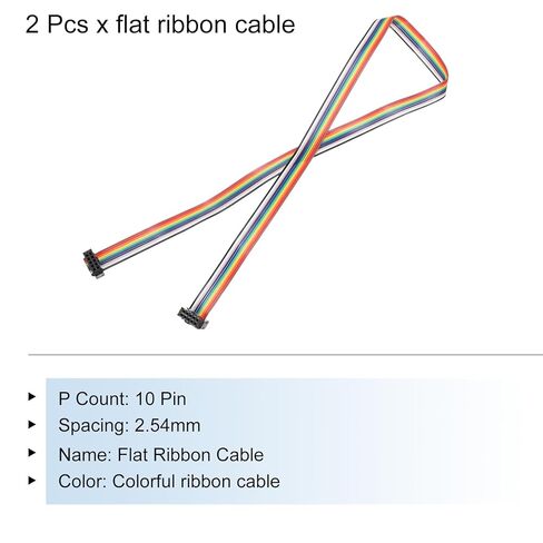 Generic IDC Rainbow Wire Flat Ribbon Cable 2.54mm Pitch 10 Pin Connection Line FC Dual Female Black Connector for DIY Experiment 2 Ft Length 2 Pcs in Kuwait