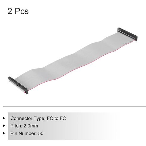 Generic IDC 50Pin كابل الشريط المسطح، 2.0 مم الملعب FC إلى FC موصل 30 سم طول سلك الطائر الرمادي للكمبيوتر شاشة LED DVD، 2 قطعة in Kuwait