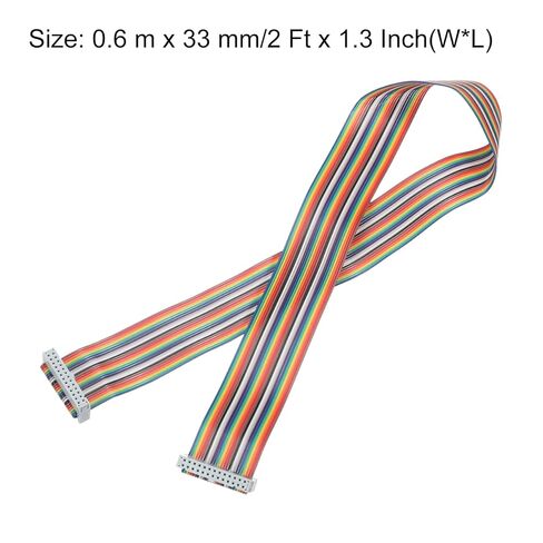 Generic IDC Rainbow Wire Flat Ribbon Cable 2.54mm Pitch 26 Pin Connection Line FC Dual Female Gray Connector for DIY Experiment 2 Ft Length 1 Pcs in Kuwait