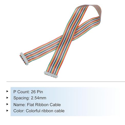 Generic IDC Rainbow Wire Flat Ribbon Cable 2.54mm Pitch 26 Pin Connection Line FC Dual Female Gray Connector for DIY Experiment 2 Ft Length 1 Pcs in Kuwait