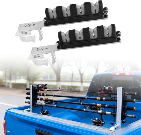 Pickup Truck Bed Fishing Rod Holder Aluminum Adjustable Rack, No Drill Truck Specific Mount for F150, Silverado, RAM, Tacoma in Kuwait