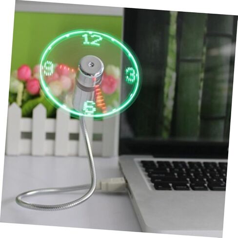 NUOBESTY USB على مدار الساعة مروحة مع ضوء في الوقت الحقيقي عرض مروحة صغيرة محمولة تعمل بالطاقة USB للمنزل مكتب تبريد هادئ مع ضوء وامض in Kuwait