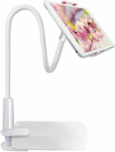 Cell Phone Holder 27 Inch Flexible Gooseneck Tablet & Phone Stand with Adjustable Mount and 3 Inch Screw-Type Clamp for Desk,Bed,Kitchen, Compatible with 4-10.6 Inch Phones/Tablets in Kuwait