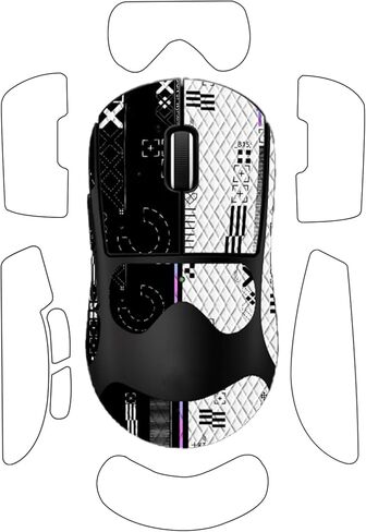 for Logitech G PRO X Superlight 2 DEX Wireless Mouse Anti-Slip Grip Tape, ZBAGUG Sweat-Proof Soft-Touch Grip Stickers, Scratch-Resistant Removable Non-Residue Skin, Black White in Kuwait