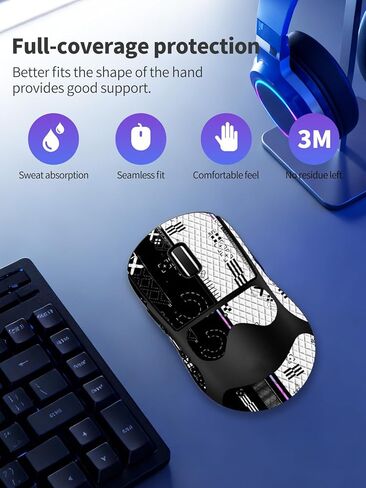 for Logitech G PRO X Superlight 2 DEX Wireless Mouse Anti-Slip Grip Tape, ZBAGUG Sweat-Proof Soft-Touch Grip Stickers, Scratch-Resistant Removable Non-Residue Skin, Black White in Kuwait