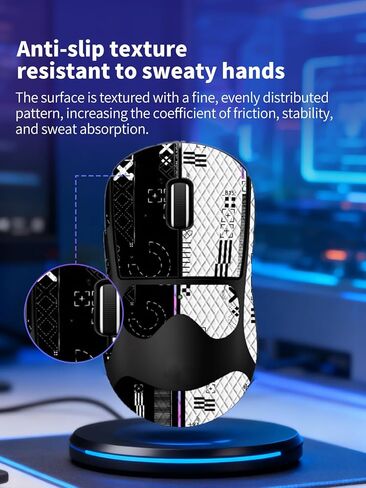 for Logitech G PRO X Superlight 2 DEX Wireless Mouse Anti-Slip Grip Tape, ZBAGUG Sweat-Proof Soft-Touch Grip Stickers, Scratch-Resistant Removable Non-Residue Skin, Black White in Kuwait