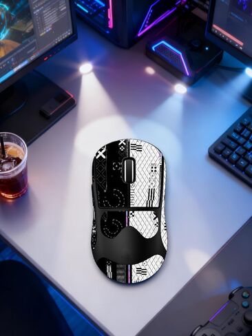 for Logitech G PRO X Superlight 2 DEX Wireless Mouse Anti-Slip Grip Tape, ZBAGUG Sweat-Proof Soft-Touch Grip Stickers, Scratch-Resistant Removable Non-Residue Skin, Black White in Kuwait