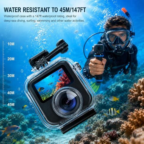 Underwater Housing Case Waterproof Only for Gopro Max 2, 45M/147FT Underwater Invisible Diving Protective Cover for Gopro Max 2 in Kuwait