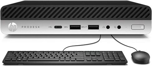 كمبيوتر HP EliteDesk 800 G3 Business Mini المكتبي، Core i5-7500T 2.7 جيجا هرتز، ذاكرة وصول عشوائي 8 جيجا، محرك أقراص الحالة الصلبة 256 جيجا، دعم شاشة WiFi BT 4K، لوحة مفاتيح وماوس Windows 11 Pro (متجدد) in Kuwait