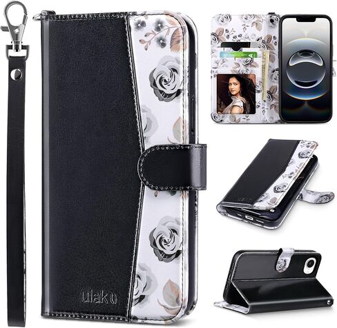 ULAK Compatible with iPhone 16E Wallet Case/iPhone 17E Wallet Case with Card Holder, PU Leather Case with Kickstand Card Slots Wrist Strap, Durable Shockproof Protective Cover 6.1 inch, Rose Gold in Saudi Arabia