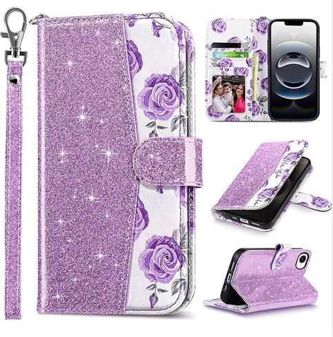 ULAK Compatible with iPhone 16E Wallet Case/iPhone 17E Wallet Case with Card Holder, PU Leather Case with Kickstand Card Slots Wrist Strap, Durable Shockproof Protective Cover 6.1 inch, Rose Gold in Saudi Arabia