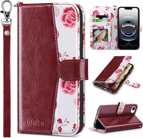 ULAK Compatible with iPhone 16E Wallet Case/iPhone 17E Wallet Case with Card Holder, PU Leather Case with Kickstand Card Slots Wrist Strap, Durable Shockproof Protective Cover 6.1 inch, Rose Gold in Saudi Arabia
