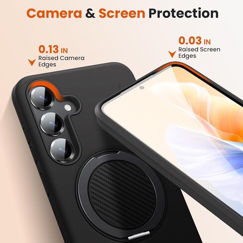 for Samsung Galaxy S24 Plus Case/S25 Plus Case with 2 Screen Protectors, 360° Rotatable Stand & Magnetic Case for S25 Plus, Military-Grade Dual-Layer Protection Slim Case for S24 Plus, Black in Kuwait