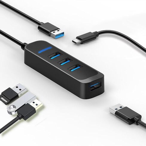 Compact 1-to-4 USB 2.0 Hub Splitter, Lightweight Portable Docking Station, Plug-and-Play for Home Office Business Travel, Compatible with Multiple Computers in Kuwait