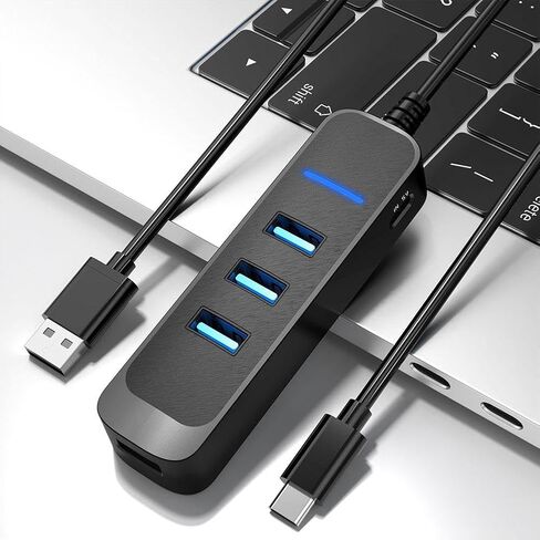 Compact 1-to-4 USB 2.0 Hub Splitter, Lightweight Portable Docking Station, Plug-and-Play for Home Office Business Travel, Compatible with Multiple Computers in Kuwait