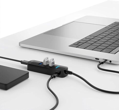Compact 1-to-4 USB 2.0 Hub Splitter, Lightweight Portable Docking Station, Plug-and-Play for Home Office Business Travel, Compatible with Multiple Computers in Kuwait