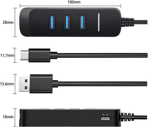 Compact 1-to-4 USB 2.0 Hub Splitter, Lightweight Portable Docking Station, Plug-and-Play for Home Office Business Travel, Compatible with Multiple Computers in Kuwait