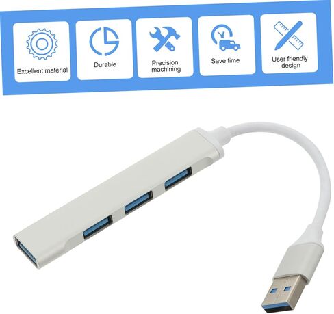 1Pc Portable Hub Port Aluminium Alloy Data Splitter for Laptops Compatible with USB Devices Like Hard Drives Cameras Easy to Use Store Finish in Kuwait