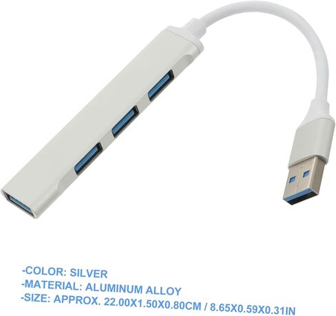 1Pc Portable Hub Port Aluminium Alloy Data Splitter for Laptops Compatible with USB Devices Like Hard Drives Cameras Easy to Use Store Finish in Kuwait