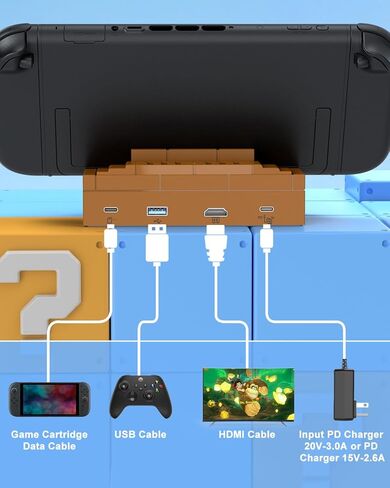 قاعدة توصيل سويتش 2 للتلفزيون، مع محول HDMI 2.0A 4K/60 هرتز، ومنفذ USB 3.0، PD 100 وات، محول تلفزيون سويتش 2 المحمول in Kuwait