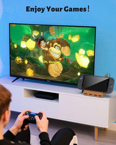 قاعدة توصيل سويتش 2 للتلفزيون، مع محول HDMI 2.0A 4K/60 هرتز، ومنفذ USB 3.0، PD 100 وات، محول تلفزيون سويتش 2 المحمول in Kuwait