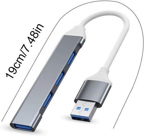 موزع USB 2.0 4 في 1 مع محول من النوع C إلى USB، متوافق مع أجهزة الكمبيوتر المحمولة والهواتف الذكية OTG، ماوس طابعة إيثرنت - شحن USB، تشغيل منخفض الجهد (أسود، UBS-C) in Kuwait