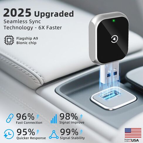 Mini Wireless Carplay Adapter for iPhone - Carplay Wireless Adapter Car Play Dongle Bluetooth, Compatible with iPhone iOS 10+, [2025 Upgraded] Silver in Kuwait