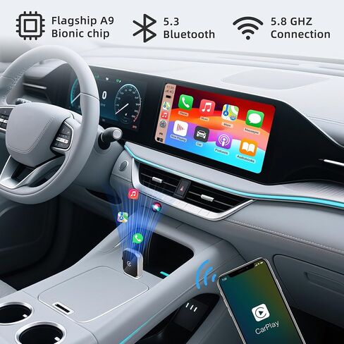 Mini Wireless Carplay Adapter for iPhone - Carplay Wireless Adapter Car Play Dongle Bluetooth, Compatible with iPhone iOS 10+, [2025 Upgraded] Silver in Kuwait