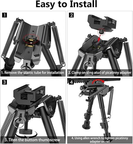 6-9 بوصة قابل للتعديل الربيع عودة بندقية الصيد Bipod مع محول Picatinny (أسود) in Kuwait