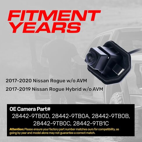 بديل Master Tailgaters لـ Nissan Rogue w/o AVM (2017-2020)، Rogue Hybrid w/o AVM (2017-2019) كاميرا احتياطية OE الجزء # 28442-9TB0D، 28442-9TB0A، 28442-9TB0B، 28442-9TB0C، 28442-9TB1C in Kuwait