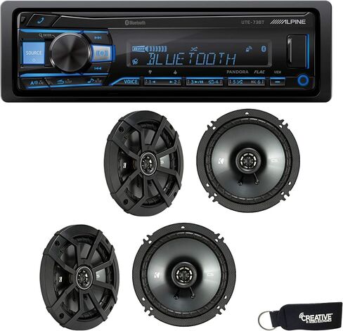 جهاز استقبال بلوتوث Alpine UTE-73BT (بدون قرص مضغوط)، وزوجين من مكبرات الصوت المحورية 43CSC654 مقاس 6.5 بوصة in Kuwait