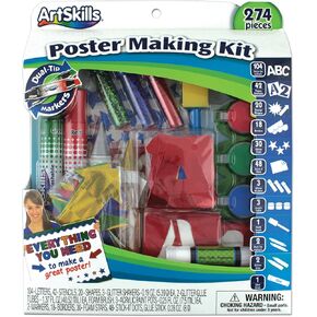Artskills Poster Making Kit, Project and Crafts Supplies with Markers, Stencils, Letters, Glitter, Glue and More, 274 Pieces in Kuwait