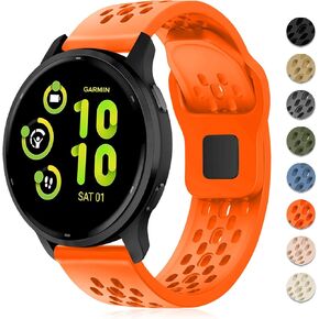 أربطة مسامية متوافقة مع Garmin Vivoactive 6/5/3/Venu/Venu Sq/Venu 2 Plus، 20 مم حزام ساعة سيليكون ناعم بديل رياضي لـ Garmin Forerunner 55/165/245/645 النساء والرجال in Kuwait
