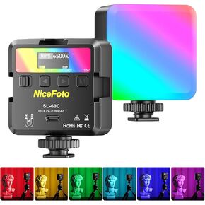 مصابيح فيديو NiceFoto RGB، إضاءة فيديو LED ملونة كاملة 360 درجة مع 3 حوامل أحذية باردة، 2500K-9000K، CRI 96+، 18 وضعًا للمشهد، ضوء كاميرا RGB مغناطيسي لتصوير مدونة الفيديو، TikTok، Live، التصوير الفوتوغرافي in Kuwait