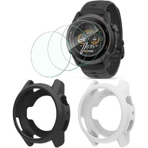 Screen Protector & Case Compatible for COROS APEX 4 46mm ，HD Tempered Glass Protective Film and Silicone Soft Cases Not for APEX 4 42mm (Pack of 3+2) in Kuwait