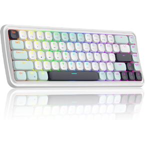 MageGee 60% Slim Wireless Creamy Mechanical Keyboard,Moon68 RGB Backlit Gaming Keyboard,Quiet 2.4G/BT5.0/USB-C Blue Tooth 68Keys with Short Red Switches for PC MAC Xbox(Sky Blue) in Saudi Arabia