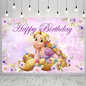 Princess Rapunzel Backdrop for Birthday Party Supplies Tangled Banner for Party Decorations Baby Shower Flower Photo Background 59x38in HJ1942E in Saudi Arabia