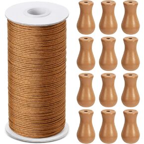 Windyun 109.36 Yards White Roman Blind Cord 1.8 mm Braided Lift Shade Cord and 12 Pieces White Wood Blind Pull Cord Knobs for DIY Window Shade Curtain Craft in Kuwait