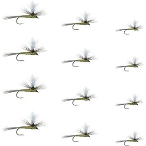 The Fly Fishing Place Parachute Blue Winged Olive BWO تشكيلة سمك السلمون المرقط الجاف - مجموعة من 12 ذبابة مقاس 14، 16، 18، 20 - دزينة واحدة in Kuwait