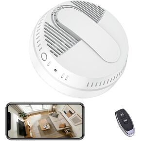 Smoke Detector Camera, Hidden Camera 10000mAh Night Vision/Motion Detection, 2.4G WiFi/Real-Time View/Loop SD Storage, Remote Control APP for Home/Office Security Indoor. in Saudi Arabia