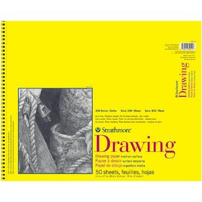 لوحة ورق رسم من سلسلة Strathmore 300، سلك علوي، 9x12 بوصة، 50 ورقة (70 رطل/114 جم) - ورق فنان للبالغين والطلاب - فحمي، قلم رصاص ملون، حبر، باستيل، قلم تحديد in Kuwait