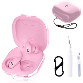 for Beats Powerbeats Fit Case Cover,NOUKAJU Earphone Protective Case (with Carabiner + Lanyard + Cleaning Pen) Drop-Proof,Scratch-Proof,Protective Cover for Beats Powerbeats Fit(Clear) in Kuwait