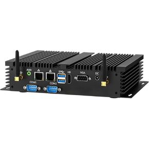 Fanless Mini PC, Industrial Desktop Computer Core i7-5500U 2.4-3.0GHz, Windows 10 Pro, 8GB RAM, 256GB SSD, 2xNICs, 2xCOM RS232, 4xUSB 3.0, HDMI/VGA Ports, Support Auto Power On in Kuwait