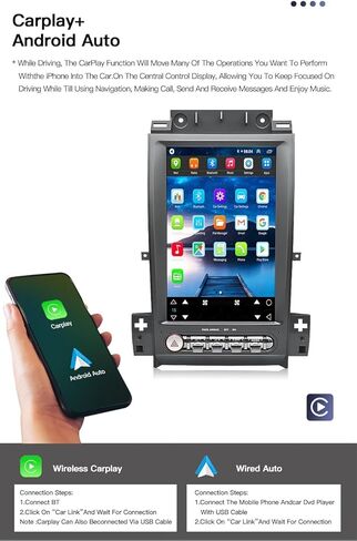 شاشة Carplay مقاس 12.8 بوصة لنظام Ford Taurus 2010-2019 Years، مستقبل راديو السيارة متعدد الوسائط ستيريو للسيارة Android Auto، 1024 * 768 PX HD (2+32 جيجابايت) in Kuwait