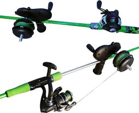 Black Pig-Shaped Fishing Line Winder Spooler, All-in-One Portable Fishing Reel Spooling Station for Spinning, Casting Reels, Clamp-on Rod or Desk Mount, Anti-Twist, Multi-Function, in Kuwait